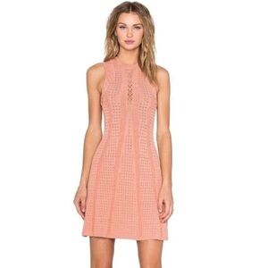 Ronny Kobo Shira Needle Stitch Lace Up Knit Dress